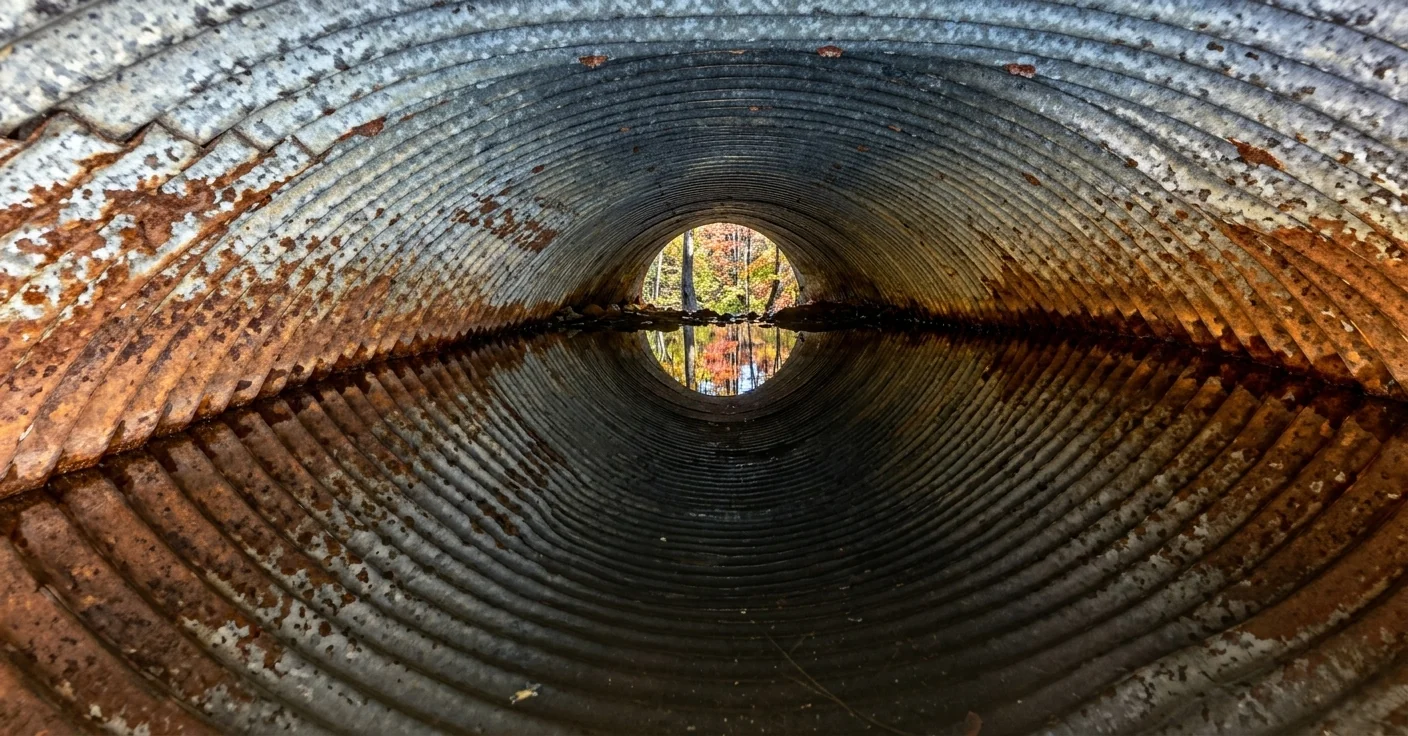 Corrosion visible during a culvert inspection